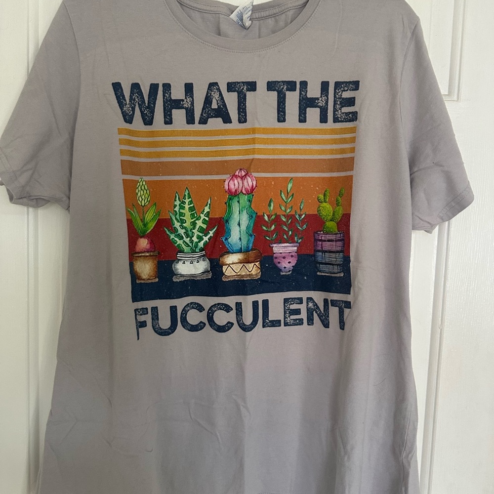 Port and Company Gray 'What the Succulent' Tee